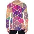 Pastel Geometric Shape Pattern Print Men's Long Sleeve T-Shirt