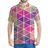 Pastel Geometric Shape Pattern Print Men's Polo Shirt