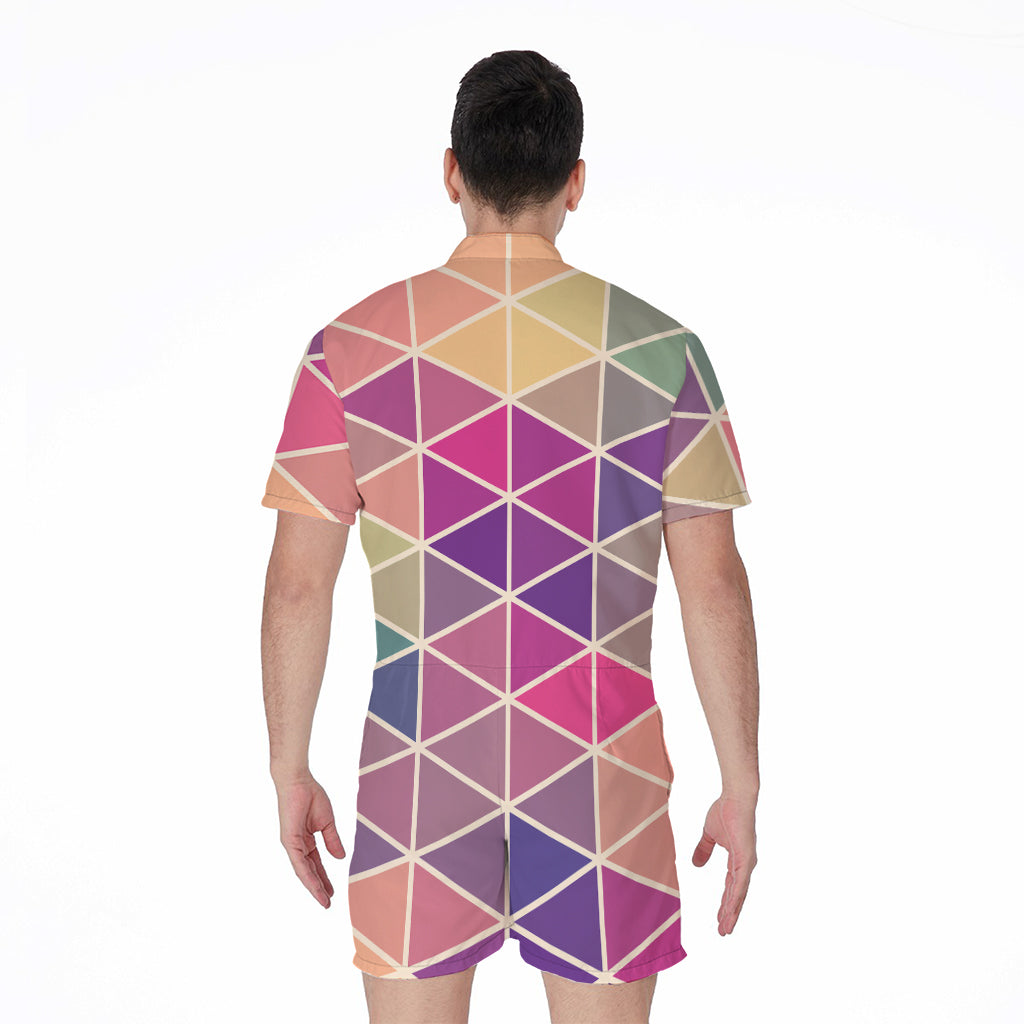 Pastel Geometric Shape Pattern Print Men's Rompers