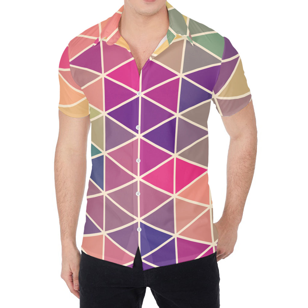 Pastel Geometric Shape Pattern Print Men's Shirt