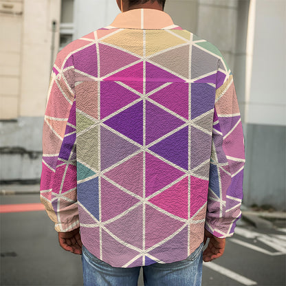 Pastel Geometric Shape Pattern Print Men's Shirt Jacket