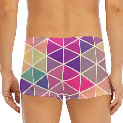 Pastel Geometric Shape Pattern Print Men's Short Boxer Briefs