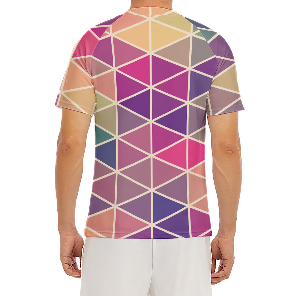 Pastel Geometric Shape Pattern Print Men's Short Sleeve Rash Guard