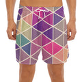 Pastel Geometric Shape Pattern Print Men's Split Running Shorts