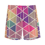 Pastel Geometric Shape Pattern Print Men's Sports Shorts