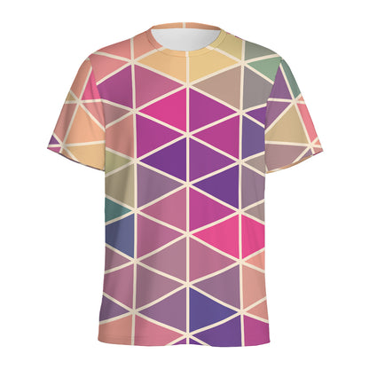 Pastel Geometric Shape Pattern Print Men's Sports T-Shirt