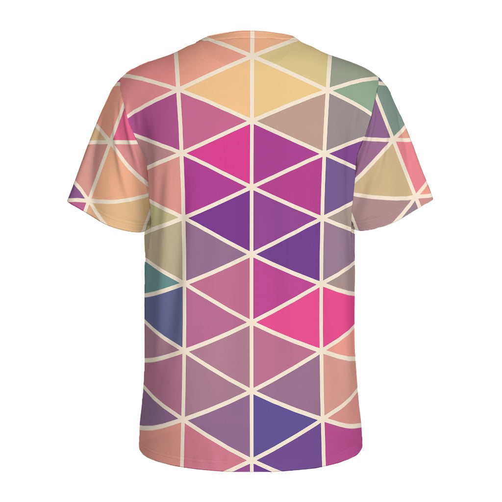 Pastel Geometric Shape Pattern Print Men's Sports T-Shirt