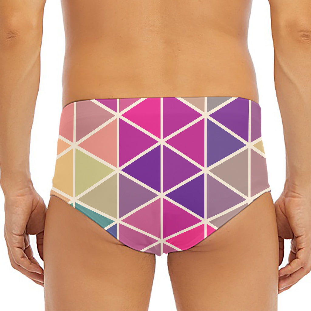 Pastel Geometric Shape Pattern Print Men's Triangle Swim Briefs