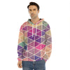 Pastel Geometric Shape Pattern Print Men's Velvet Pullover Hoodie