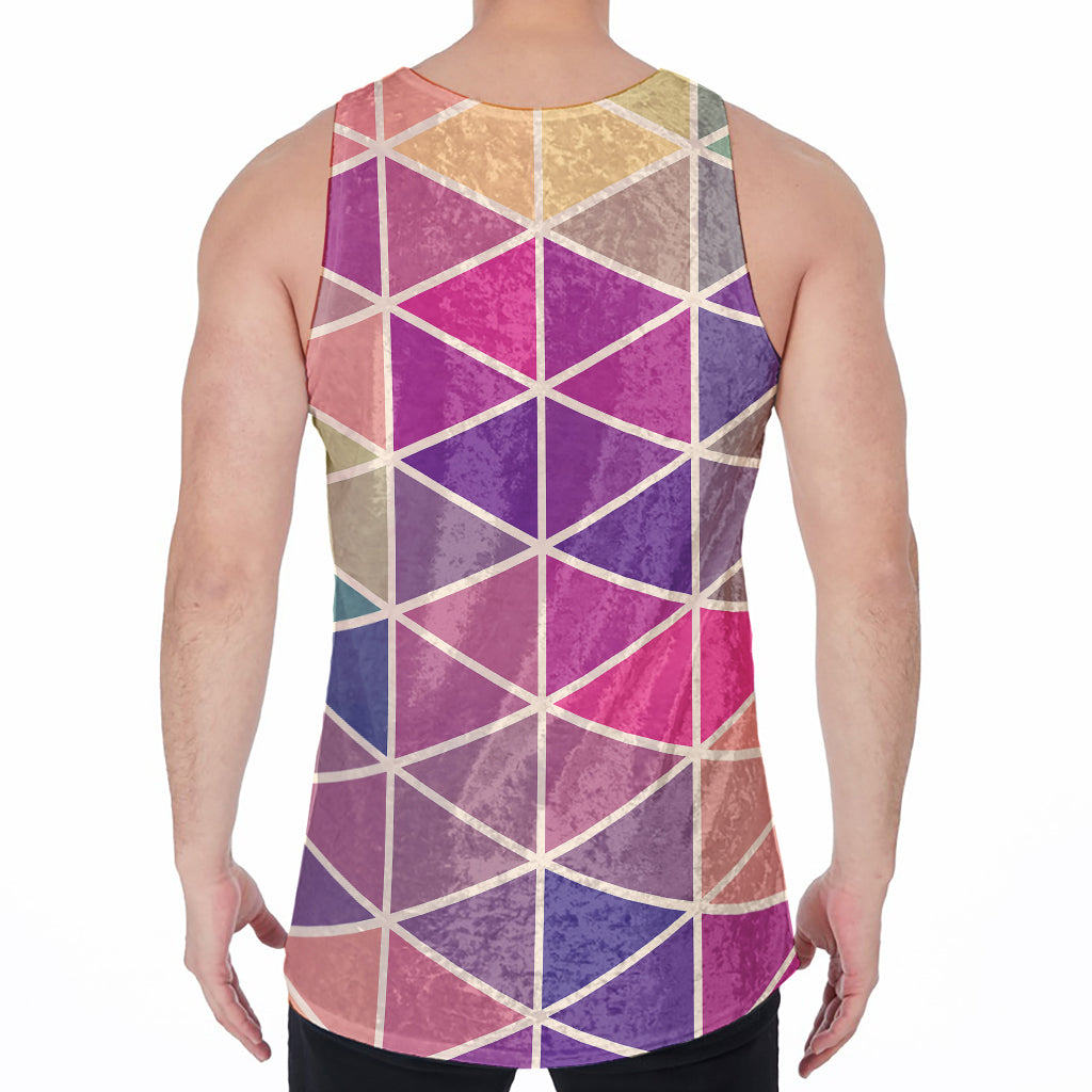 Pastel Geometric Shape Pattern Print Men's Velvet Tank Top