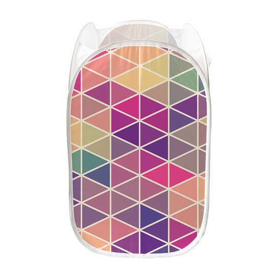 Pastel Geometric Shape Pattern Print Mesh Laundry Hamper