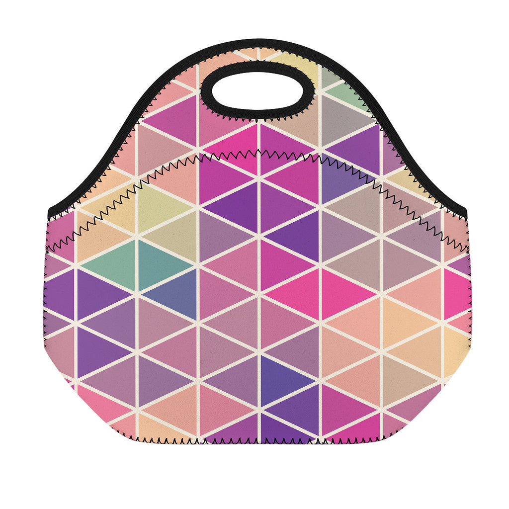 Pastel Geometric Shape Pattern Print Neoprene Lunch Bag