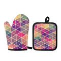 Pastel Geometric Shape Pattern Print Oven Mitt And Pot Holder Set