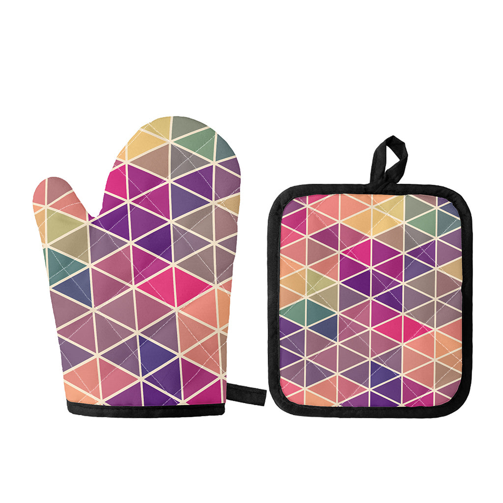 Pastel Geometric Shape Pattern Print Oven Mitt And Pot Holder Set