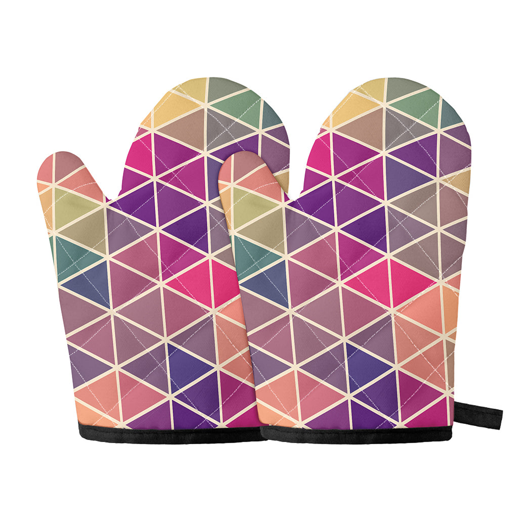 Pastel Geometric Shape Pattern Print Oven Mitts