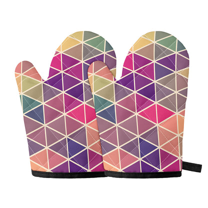 Pastel Geometric Shape Pattern Print Oven Mitts