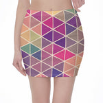 Pastel Geometric Shape Pattern Print Pencil Mini Skirt