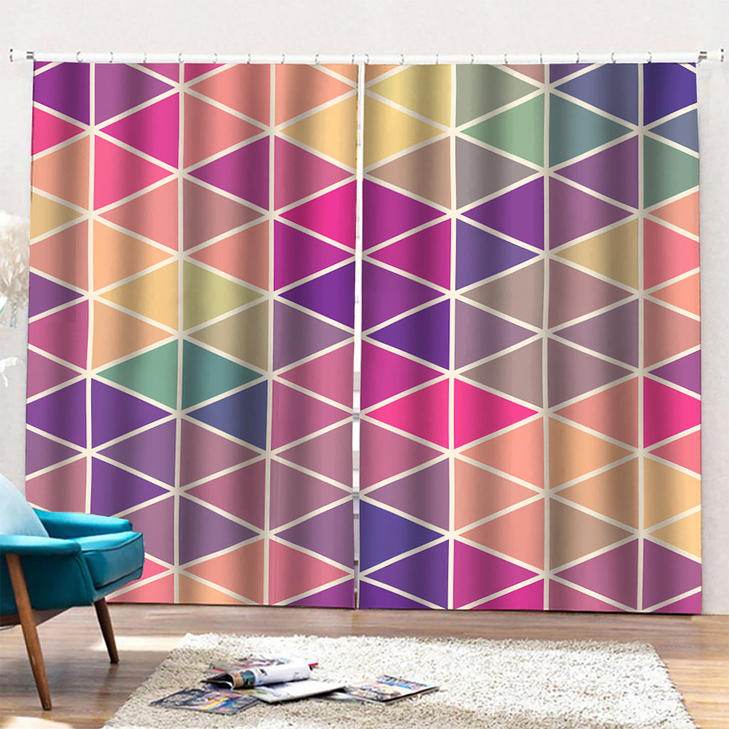 Pastel Geometric Shape Pattern Print Pencil Pleat Curtains