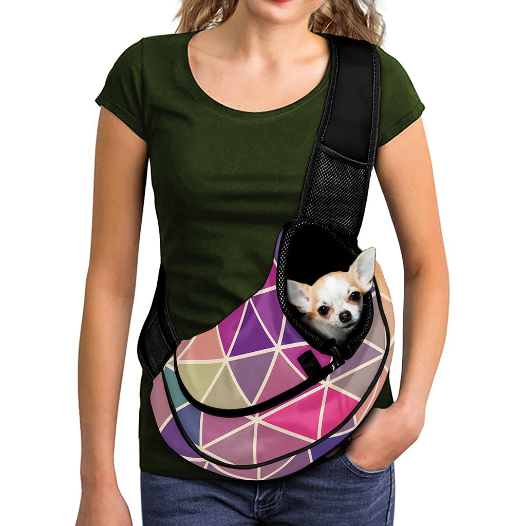 Pastel Geometric Shape Pattern Print Pet Sling Carrier