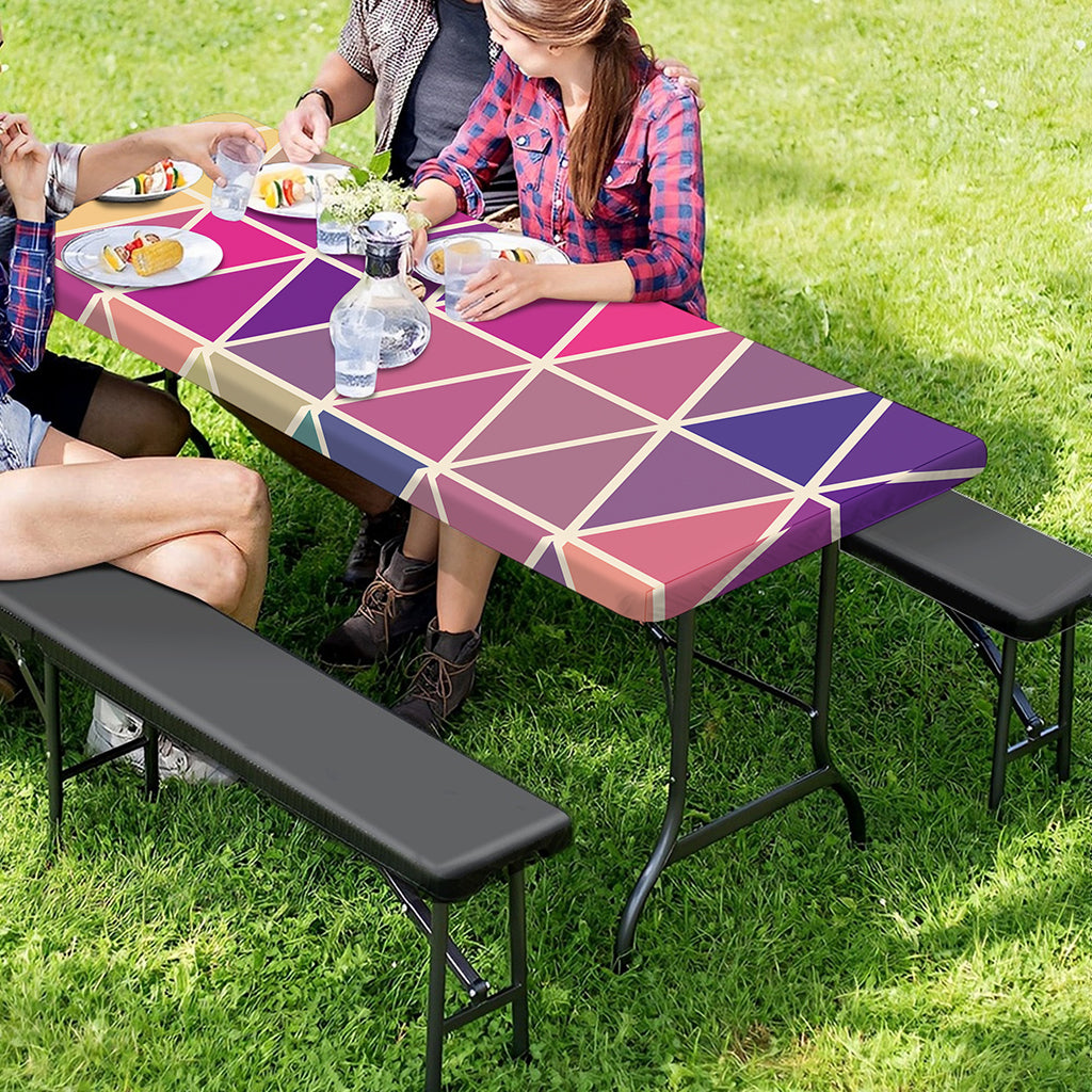 Pastel Geometric Shape Pattern Print Picnic Table Cover