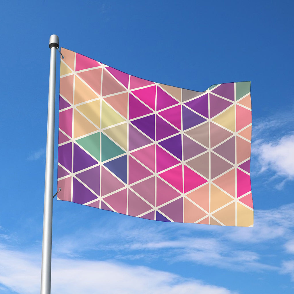 Pastel Geometric Shape Pattern Print Polyester Flag