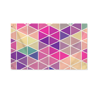 Pastel Geometric Shape Pattern Print Polyester Flag