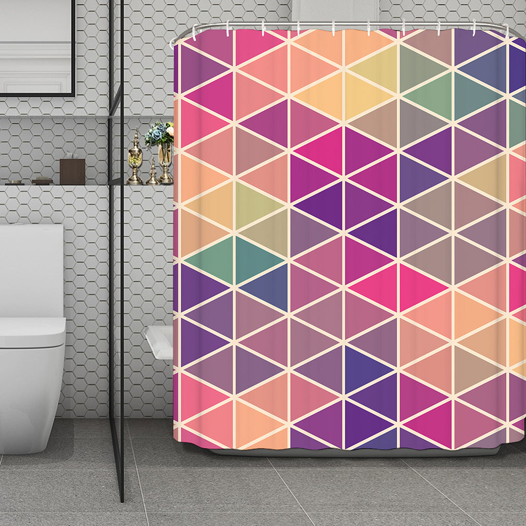 Pastel Geometric Shape Pattern Print Polyester Shower Curtain