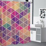 Pastel Geometric Shape Pattern Print Premium Shower Curtain