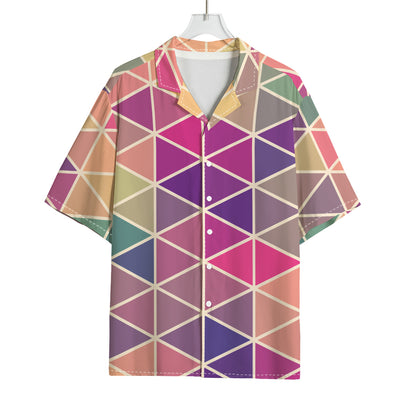 Pastel Geometric Shape Pattern Print Rayon Hawaiian Shirt