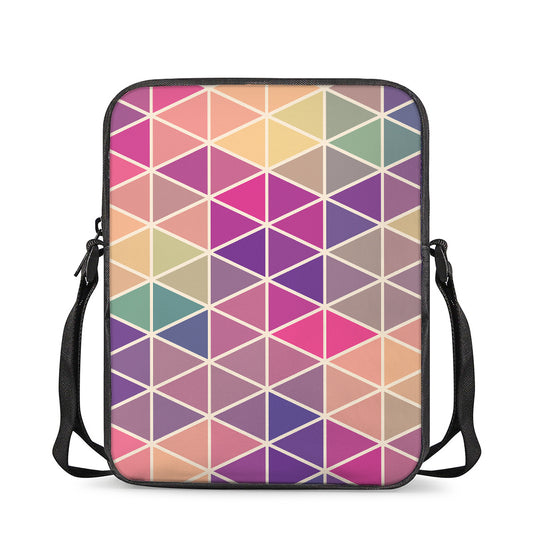 Pastel Geometric Shape Pattern Print Rectangular Crossbody Bag