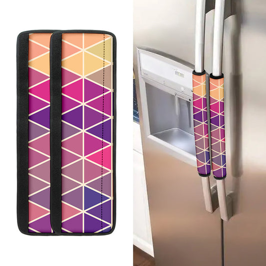 Pastel Geometric Shape Pattern Print Refrigerator Handle Covers