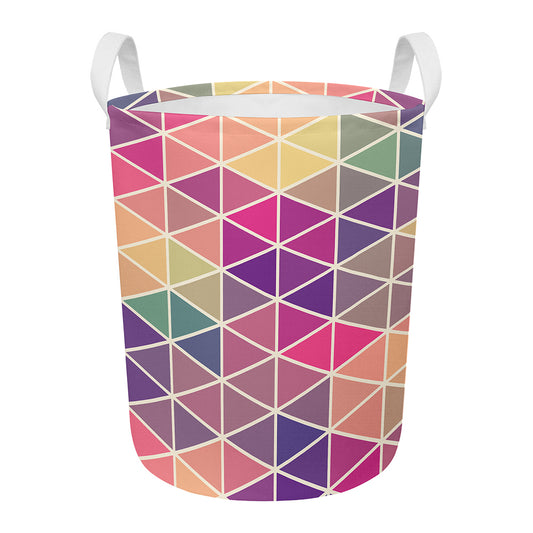 Pastel Geometric Shape Pattern Print Round Laundry Basket