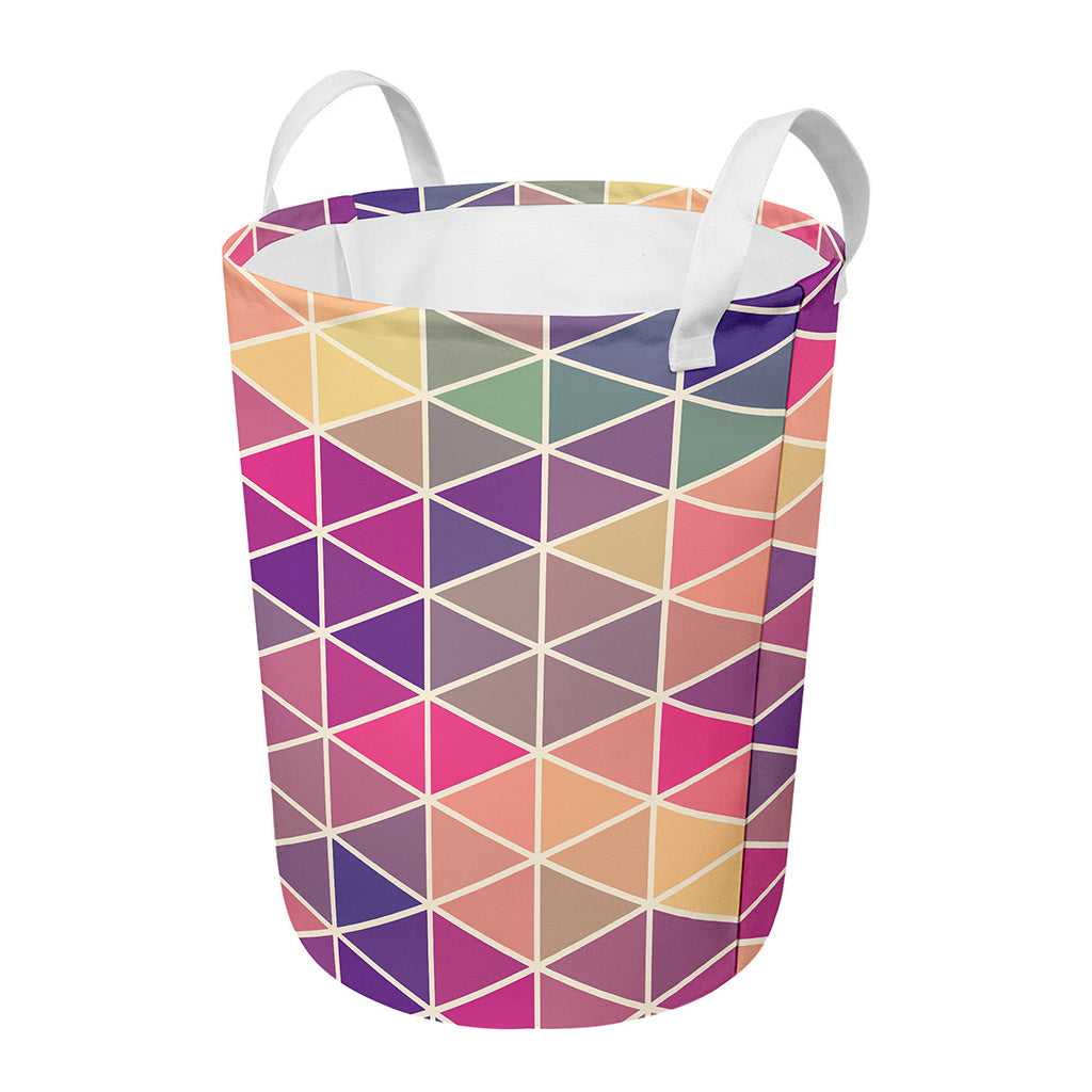 Pastel Geometric Shape Pattern Print Round Laundry Basket