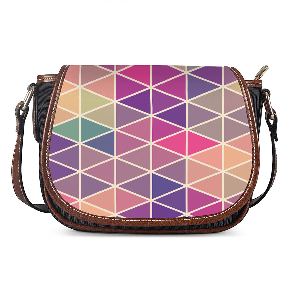 Pastel Geometric Shape Pattern Print Saddle Bag