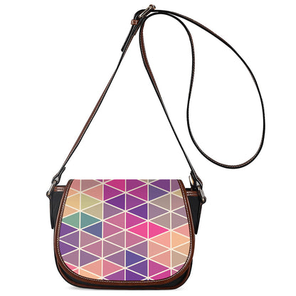 Pastel Geometric Shape Pattern Print Saddle Bag
