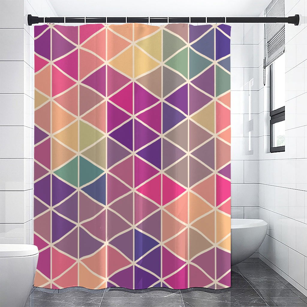 Pastel Geometric Shape Pattern Print Shower Curtain