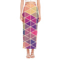 Pastel Geometric Shape Pattern Print Side Slit Maxi Skirt