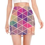 Pastel Geometric Shape Pattern Print Side Slit Mini Skirt
