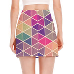 Pastel Geometric Shape Pattern Print Side Slit Mini Skirt