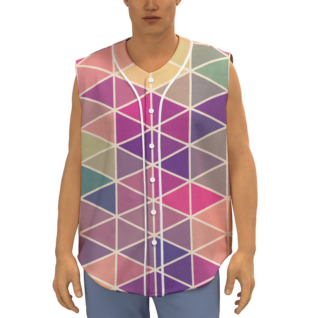 Pastel Geometric Shape Pattern Print Sleeveless Baseball Jersey