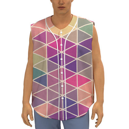 Pastel Geometric Shape Pattern Print Sleeveless Baseball Jersey