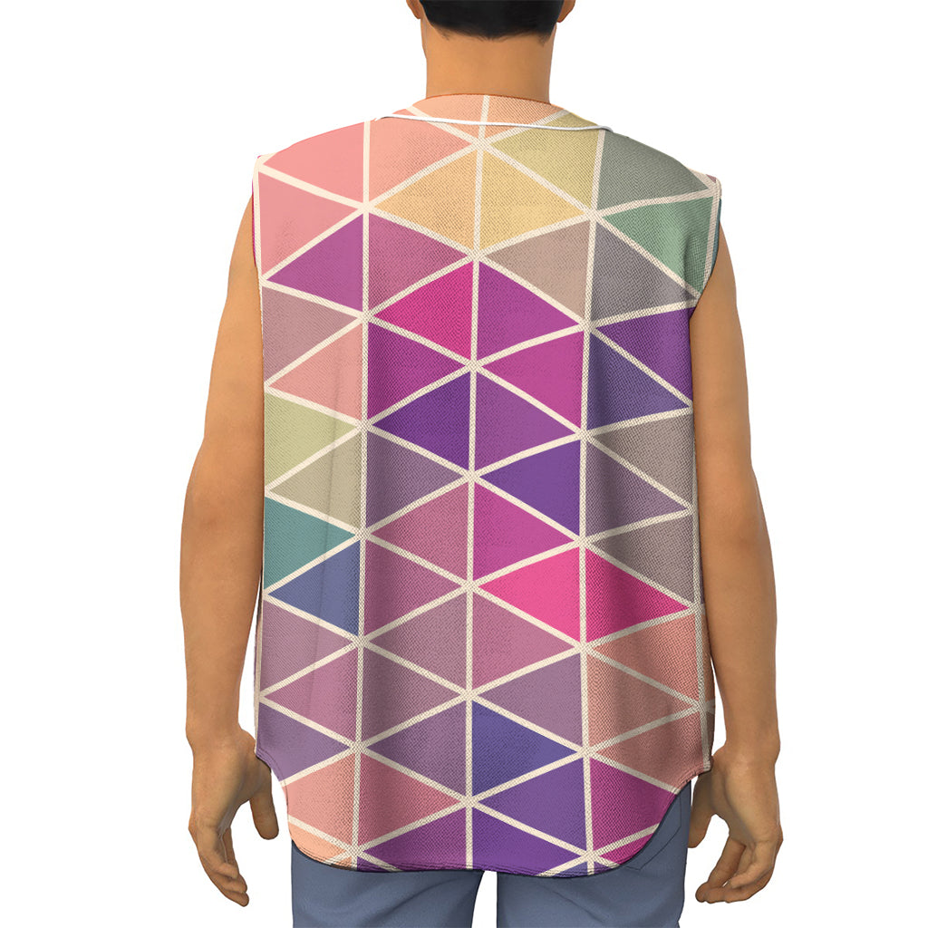 Pastel Geometric Shape Pattern Print Sleeveless Baseball Jersey
