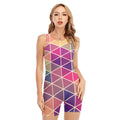 Pastel Geometric Shape Pattern Print Sleeveless One Piece Swimsuit