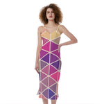 Pastel Geometric Shape Pattern Print Slim Fit Midi Cami Dress
