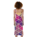 Pastel Geometric Shape Pattern Print Slim Fit Midi Cami Dress
