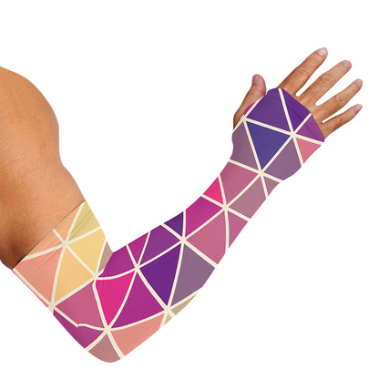 Pastel Geometric Shape Pattern Print Sun Protection Arm Sleeves