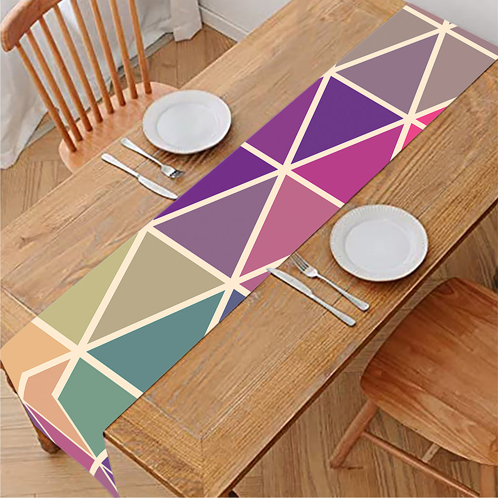 Pastel Geometric Shape Pattern Print Table Runner
