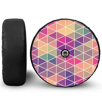 Pastel Geometric Shape Pattern Print Tire Cover With Camera Hole