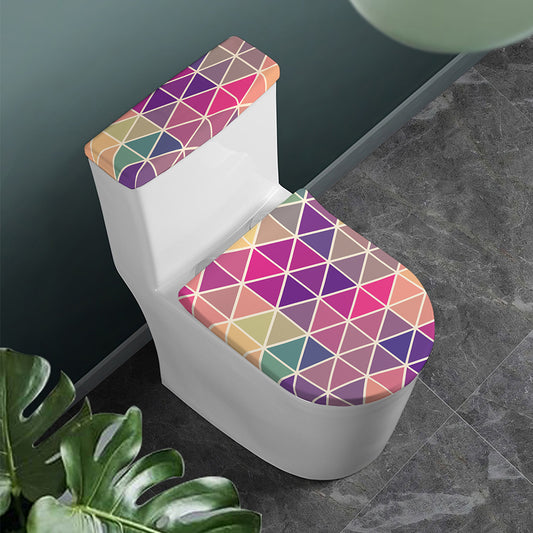 Pastel Geometric Shape Pattern Print Toilet Lid And Tank Cover Set