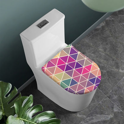 Pastel Geometric Shape Pattern Print Toilet Lid Cover